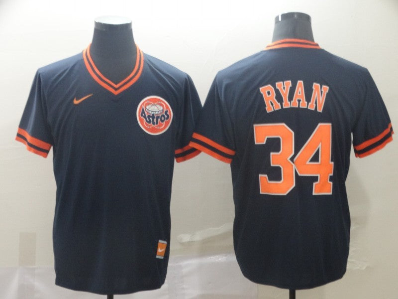 Men's Houston Astros Nolan Ryan #34 Navy Stitched Jersey
